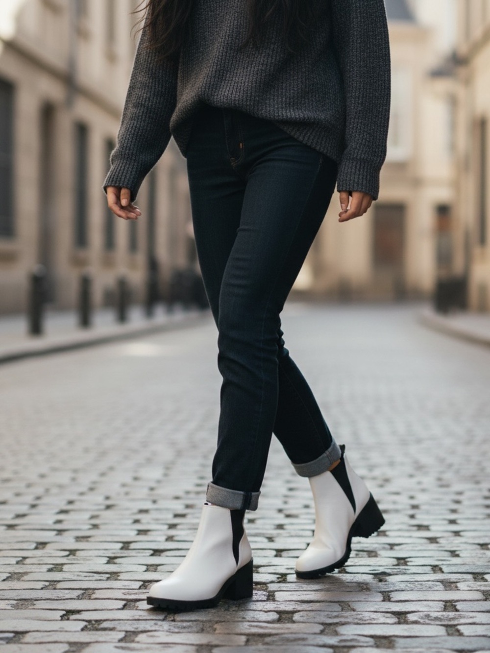 White Lug Chelsea Ankle Boots Lisbon by Dolls Kill X Dirty Laundry Chunky Sole